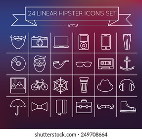 linear hipster vector icons set