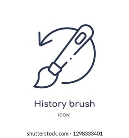 Linear history brush icon from General outline collection. Thin line history brush icon isolated on white background. history brush trendy illustration