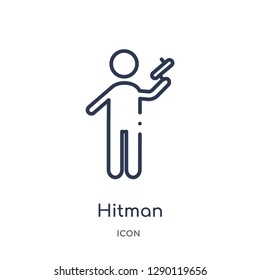 Linear hitman icon from Cinema outline collection. Thin line hitman vector isolated on white background. hitman trendy illustration