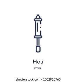 Linear holi icon from India and holi outline collection. Thin line holi icon isolated on white background. holi trendy illustration