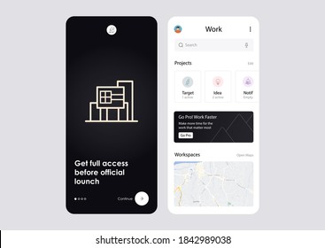 icono del hogar lineal en fondo negro y blanco, con diseño plano de la aplicación móvil de ui