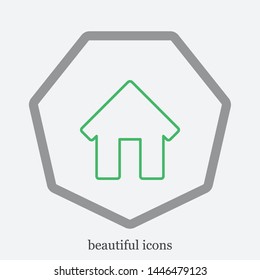 A linear home vector icon to be used in web applications, mobile applications and print media. Home page. A sign of home. A symbol of a house.
