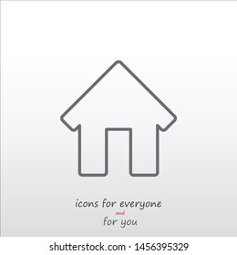 A linear home vector icon to be used in web applications, mobile applications and print media. Home page. A sign of home. A symbol of a house.