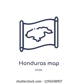 Linear honduras map icon from Countrymaps outline collection. Thin line honduras map icon vector isolated on white background. honduras map trendy illustration