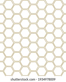 Linear Honeycomb vector seamless pattern. Decorative hand drawn geometric line art hexagonal background.