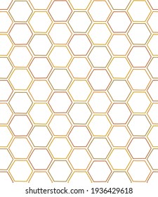 Linear Honeycomb vector seamless pattern. Decorative hand drawn geometric line art hexagonal background.