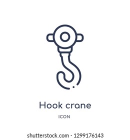 Linear hook crane icon from Industry outline collection. Thin line hook crane icon isolated on white background. hook crane trendy illustration