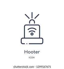 Linear hooter icon from Internet security outline collection. Thin line hooter icon isolated on white background. hooter trendy illustration