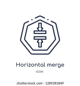 Linear horizontal merge icon from Arrows outline collection. Thin line horizontal merge vector isolated on white background. horizontal merge trendy illustration