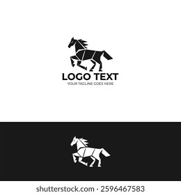 Linear horse logo design template