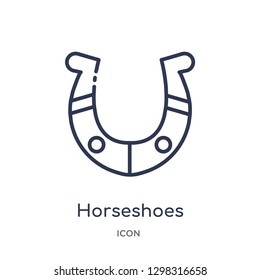 Linear horseshoes icon from Miscellaneous outline collection. Thin line horseshoes icon isolated on white background. horseshoes trendy illustration