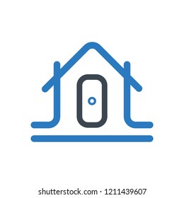Linear house icon blue