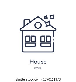 Linear house icon from Cleaning outline collection. Thin line house vector isolated on white background. house trendy illustration