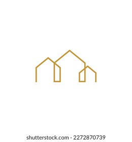 Linear house project drawing. Vector symbol