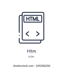 Linear htm icon from File type outline collection. Thin line htm icon vector isolated on white background. htm trendy illustration