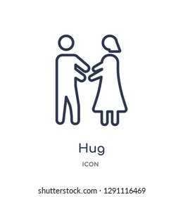 Linear hug icon from Birthday party outline collection. Thin line hug vector isolated on white background. hug trendy illustration