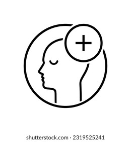 linear human head like positive attitude. simple stroke wellness world day logotype graphic lineart design isolated on white background. concept of high spirits and person with a stable psyche