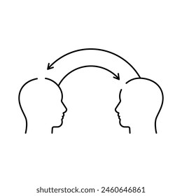 linear human heads like empathy icon. concept of support therapy or psychoanalysis and sympathy for people. flat stroke minimal care logotype graphic