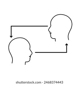 linear human heads like empathy icon. concept of support therapy or psychoanalysis and sympathy for people. flat stroke minimal care logotype graphic