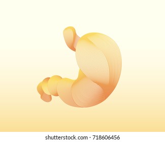 Linear human stomach. Vector illustration. Colorful drawing. Can use for medical templates