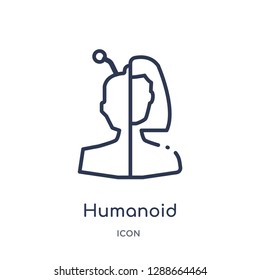 Linear humanoid icon from Artificial intellegence and future technology outline collection. Thin line humanoid vector isolated on white background. humanoid trendy illustration
