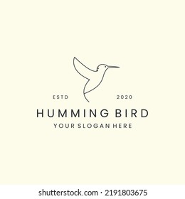 linear humming bird style logo vector icon design template illustration