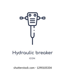 Linear hydraulic breaker icon from Construction outline collection. Thin line hydraulic breaker vector isolated on white background. hydraulic breaker trendy illustration