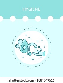 Linear hygiene icon in a vector. Water, hand washing.