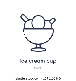 Linear ice cream cup icon from Bistro and restaurant outline collection. Thin line ice cream cup vector isolated on white background. ice cream cup trendy illustration