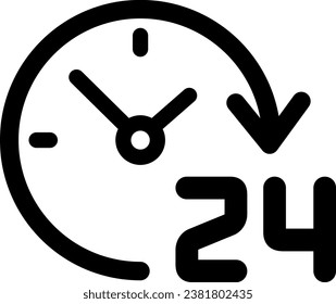 Linear icon of 24 hours as symbol of 24-hour service