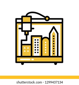 Linear icon 3d architecture. 3D Printing, modeling. Suitable for presentation, mobile apps, website, interfaces and print