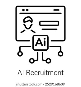 A linear icon of ai recruitment 