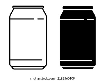 Linear icon, aluminum can for soft drinks. Storing cocktails and soda in jar. Simple black and white vector isolated on white background