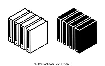 Linear icon, archive with documents. Storage of accounting, financial and personal documents in archive. Stack of folders. Simple black and white vector isolated on white background