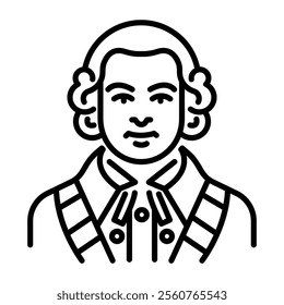 A linear icon of an aristocrat character 