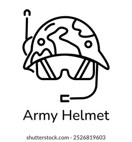 A linear icon of army helmet 