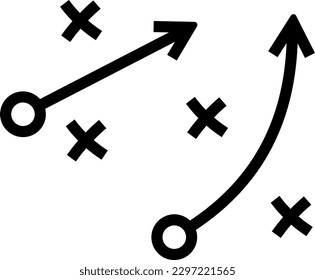 Linear icon of arrows and crosses as a strategy concept