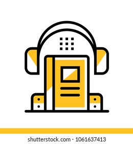 Linear icon Audio book. Online education, e-learning. Suitable for print, interface, web, presentation