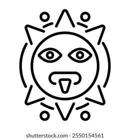 A linear icon of aztec calendar 