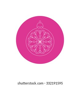 Linear Icon  Ball with Snowflake , Colorful Round Icon Ball  ,  Christmas Tree Decoration, Vector Illustration