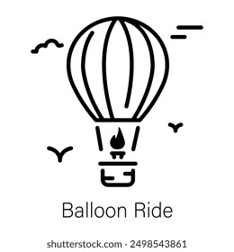 A linear icon of balloon ride
