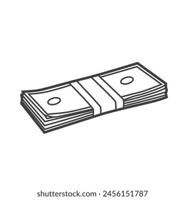 Linear icon of banknotes. Black and white vector illustration of banknotes used for financial planning and personal finance management.