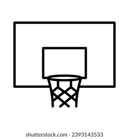 A linear icon of a basketball hoop