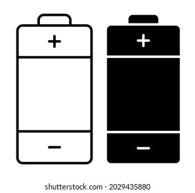 Icono lineal. Batería para equipos portátiles. Almacenamiento de energía en baterías reciclables de bajo consumo. Vector simple en blanco y negro sobre fondo blanco