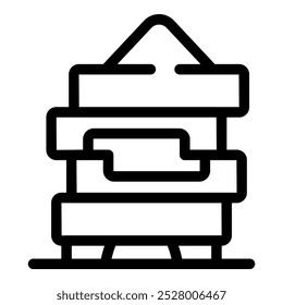 Linear icon of a beekeeper extracting honey from honeycombs in wooden frames