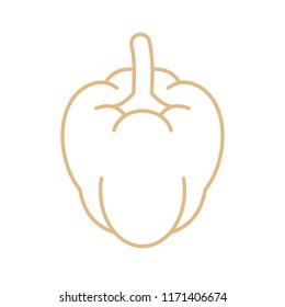 Linear icon of bell pepper. Gold color. Vector, isolated.
