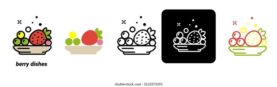 
 Linear icon of berries of a dish of berries. Isolate on White Background. Vector illustration.