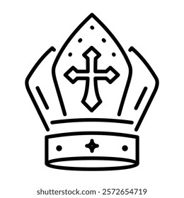 A linear icon of bishop mitre 