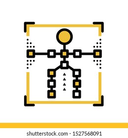 Linear icon of Body tracking. Virtual and augmented reality gadgets. Suitable for banners, mobile application, website, interfaces