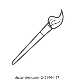 Linear icon of a brush, an essential tool for painting and art creation. This black and white vector illustration features a simple, minimalistic design in a linear style.